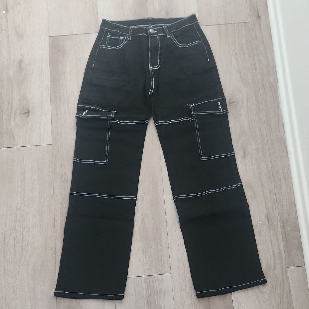 Women's Black Jeans with White Stitching